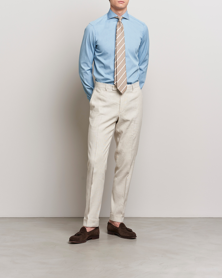 Herren | Hemden | 100Hands | Ice Wash Denim Shirt Light Blue