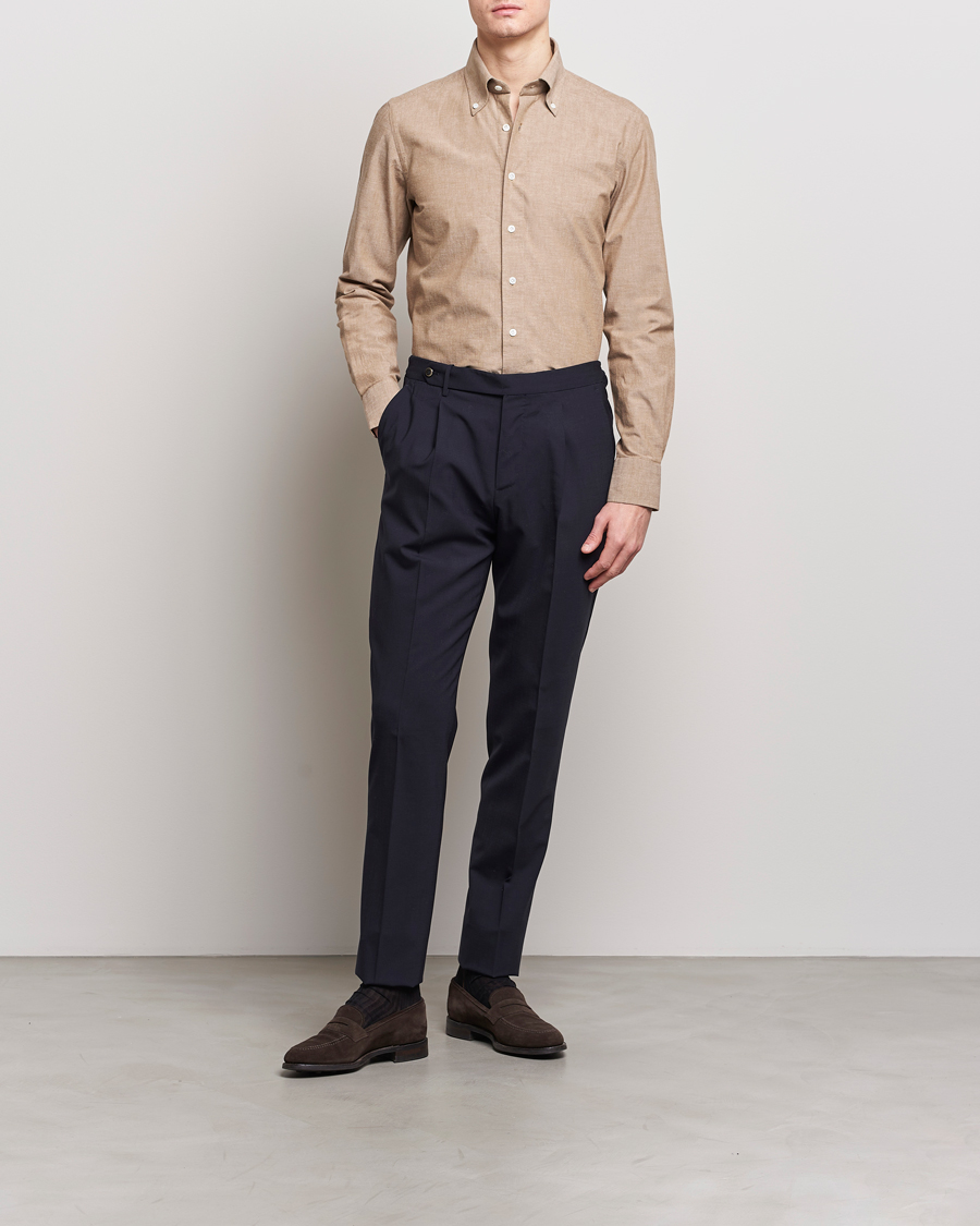 Herren | Hemden | 100Hands | Japanese Chambray Shirt Brown