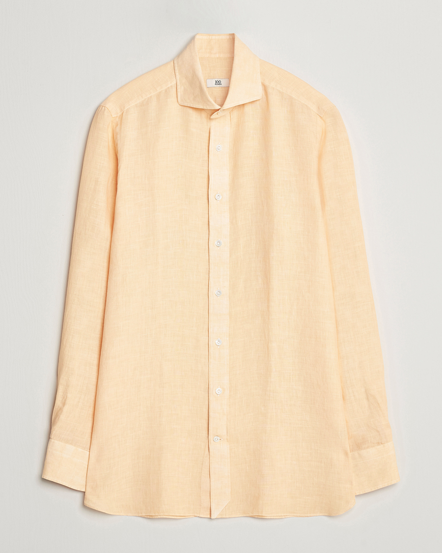 Herren | Hemden | 100Hands | Natural Stone Washed Linen Shirt Peach
