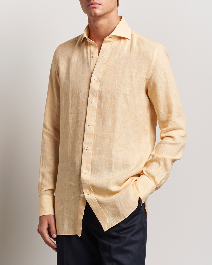 Herren | Hemden | 100Hands | Natural Stone Washed Linen Shirt Peach