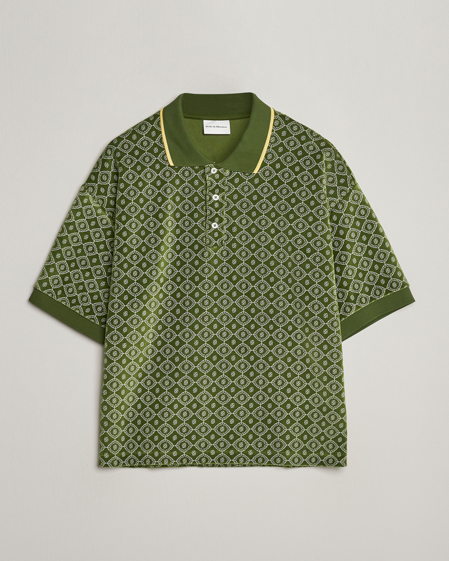 Herren | Poloshirts | Drôle de Monsieur | Short Sleeve Monogram Polo Green