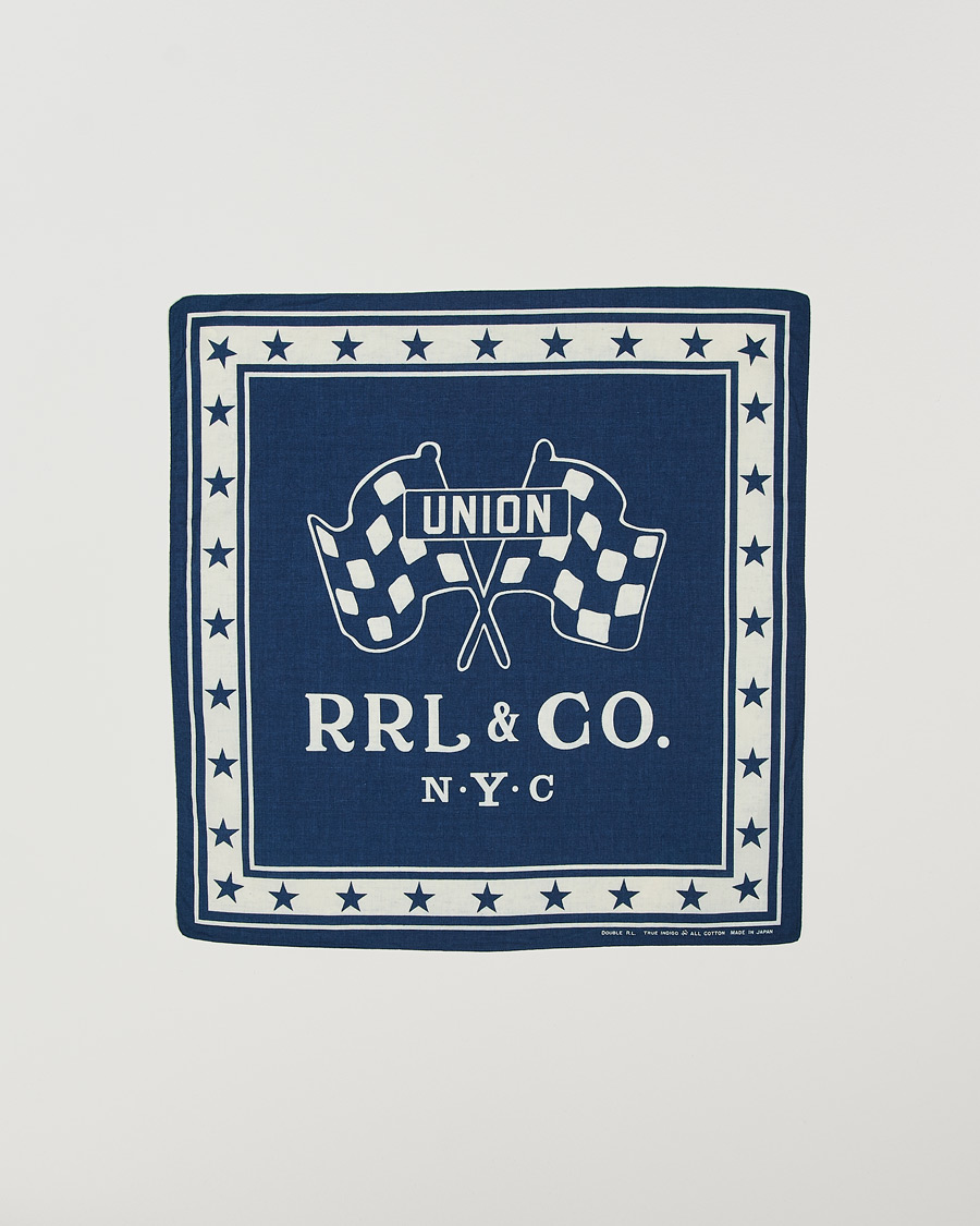 Herren | RRL Car Club Print Bandana Indigo/Cream | RRL | Car Club Print Bandana Indigo/Cream