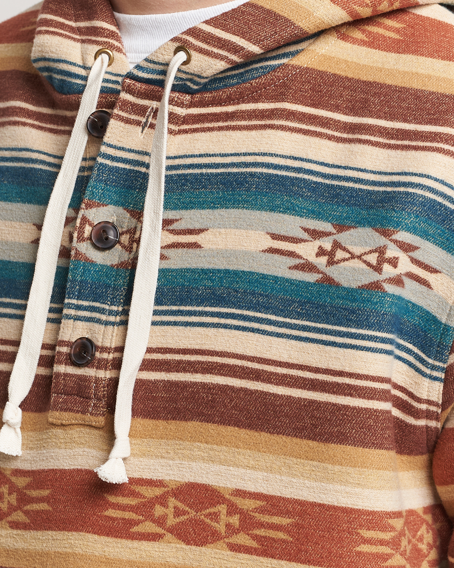 Herren | Pullover | Pendleton | Driftwood Hoody Azure/Brown Stripe