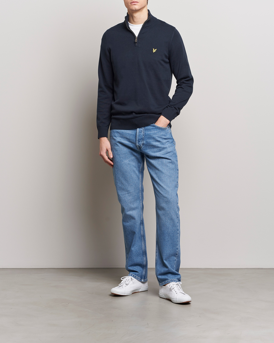 Herren | Pullover | Lyle & Scott | Cotton Knitted Half Zip Dark Navy