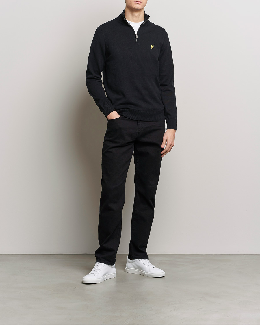 Herren | Pullover | Lyle & Scott | Cotton Knitted Half Zip Jet Black