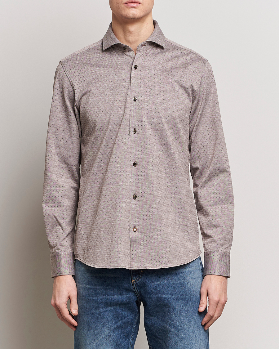 Herren | Polohemden | BOSS BLACK | Hal Cotton Jersey Shirt Open Brown