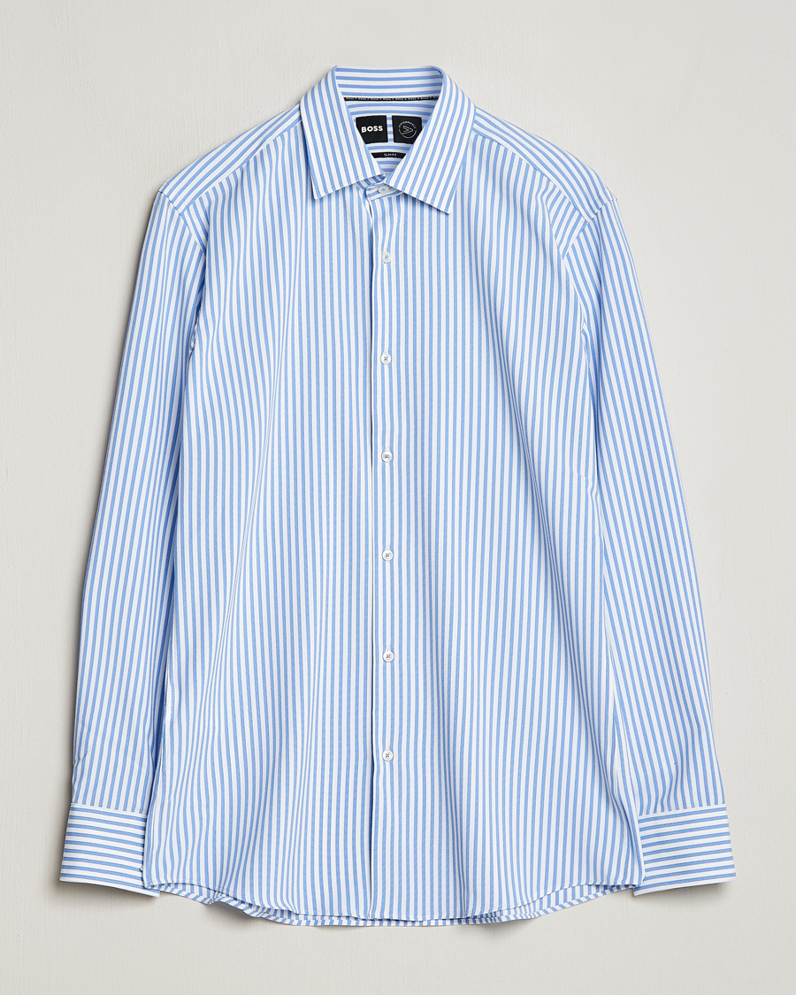 Herren | Hemden | BOSS BLACK | Hank 4-Way Stretch Striped Shirt Light Blue