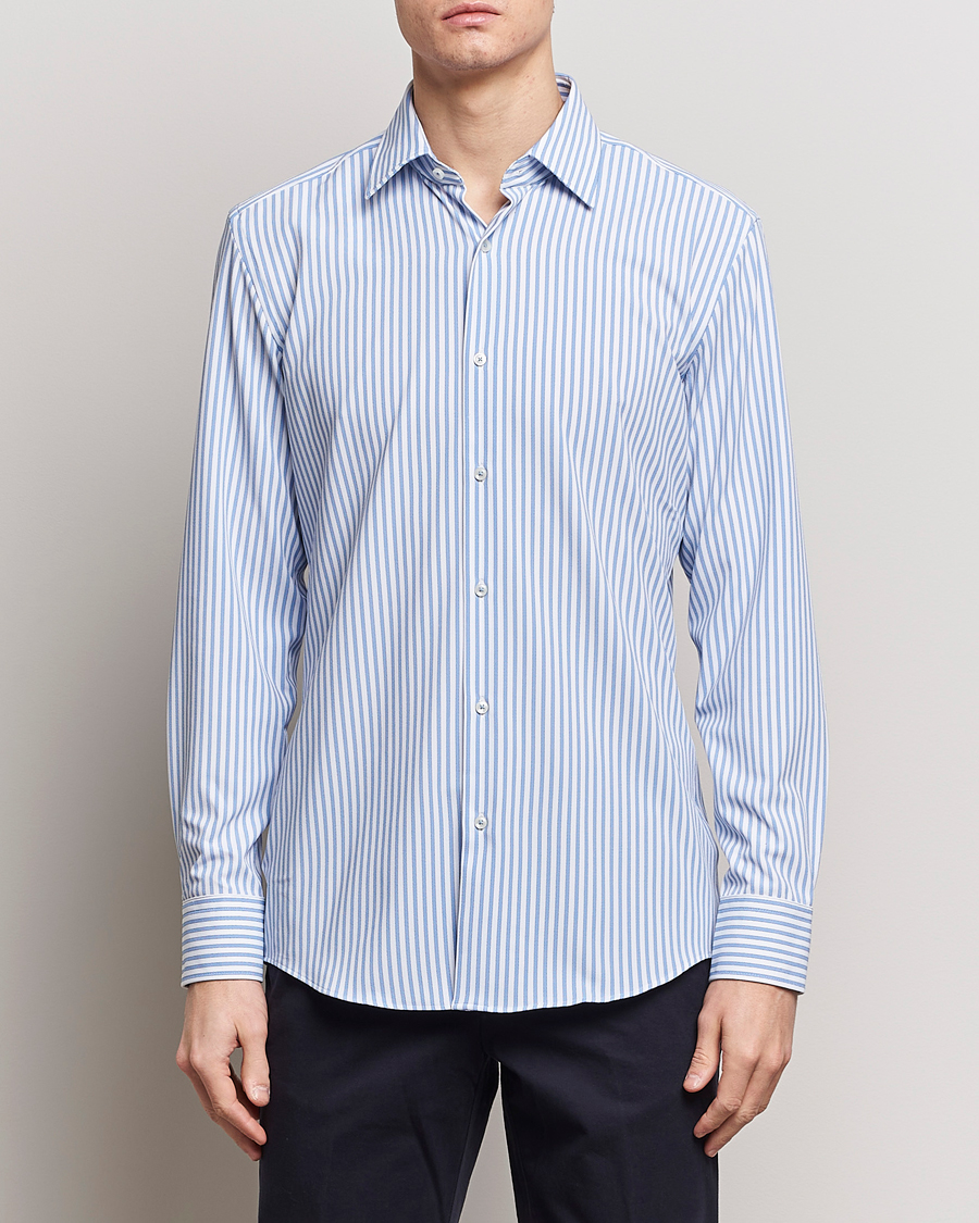 Herren | Freizeithemden | BOSS BLACK | Hank 4-Way Stretch Striped Shirt Light Blue