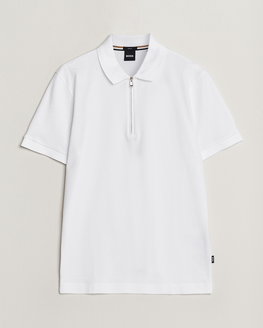 Herren | Poloshirts | BOSS BLACK | Polston Half-Zip Piké White