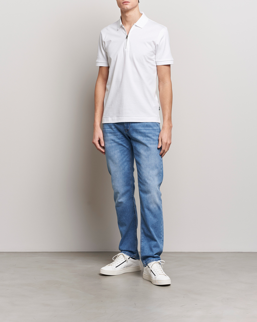 Herren | Poloshirts | BOSS BLACK | Polston Half-Zip Piké White