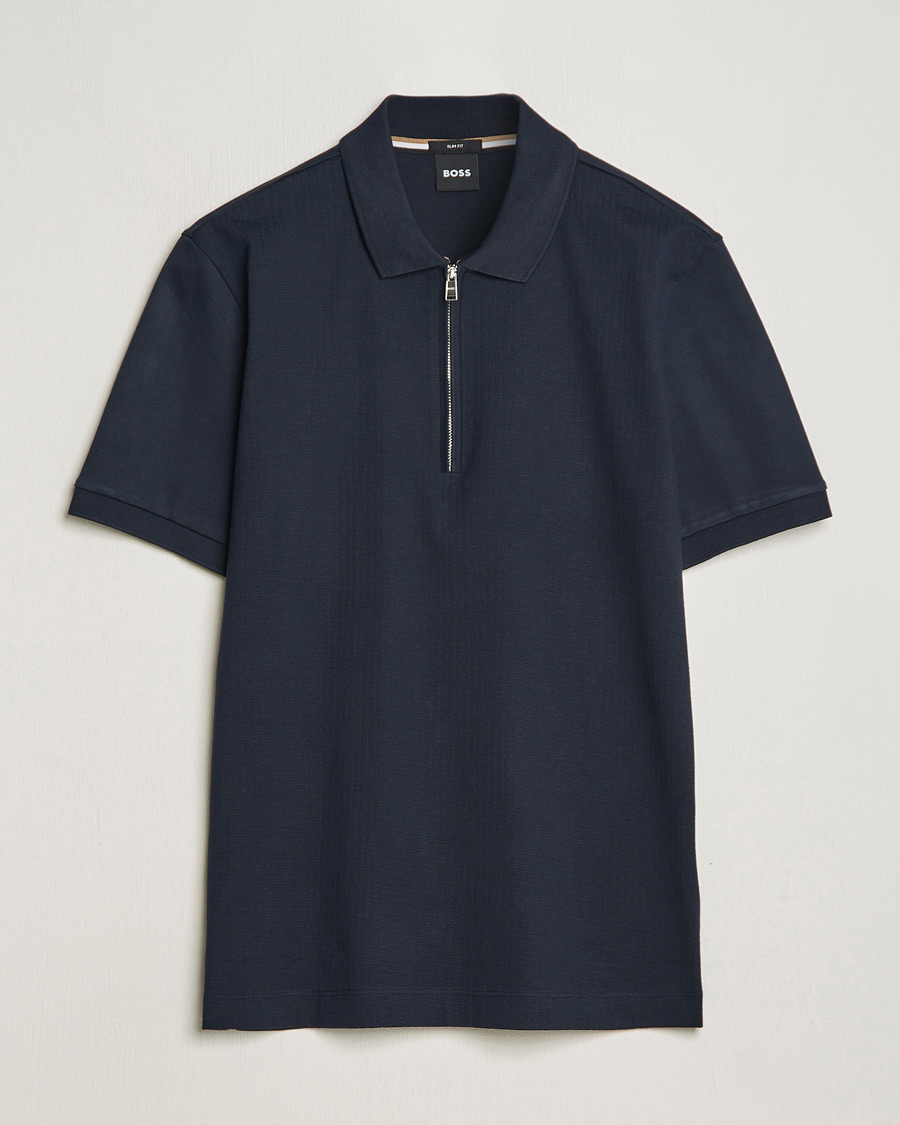 Herren | Poloshirts | BOSS BLACK | Polston Half-Zip Piké Dark Blue