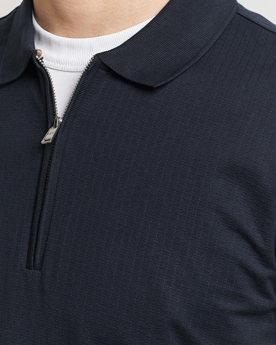 Herren | Poloshirts | BOSS BLACK | Polston Half-Zip Piké Dark Blue