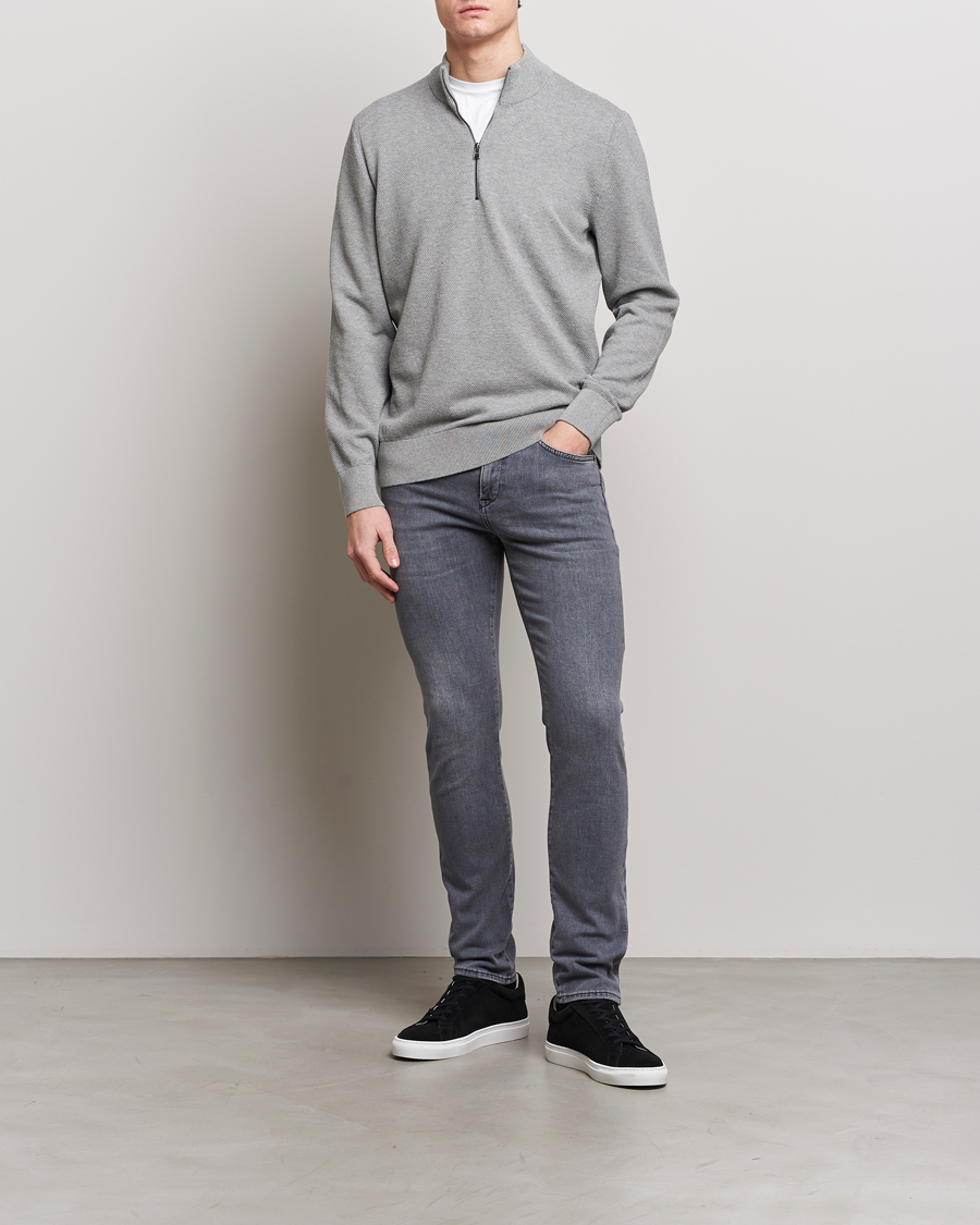 Herren | Pullover | BOSS BLACK | Ebrando Knitted Half-Zip Silver