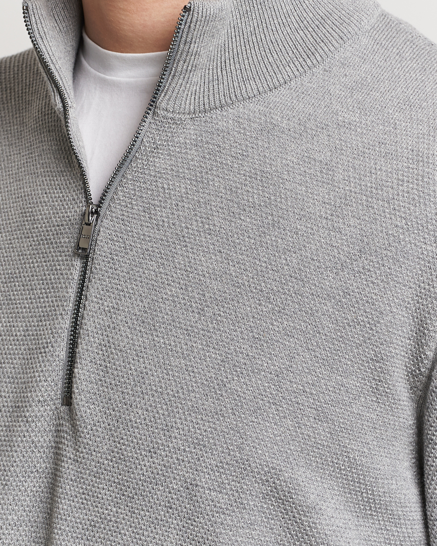 Herren | Pullover | BOSS BLACK | Ebrando Knitted Half-Zip Silver