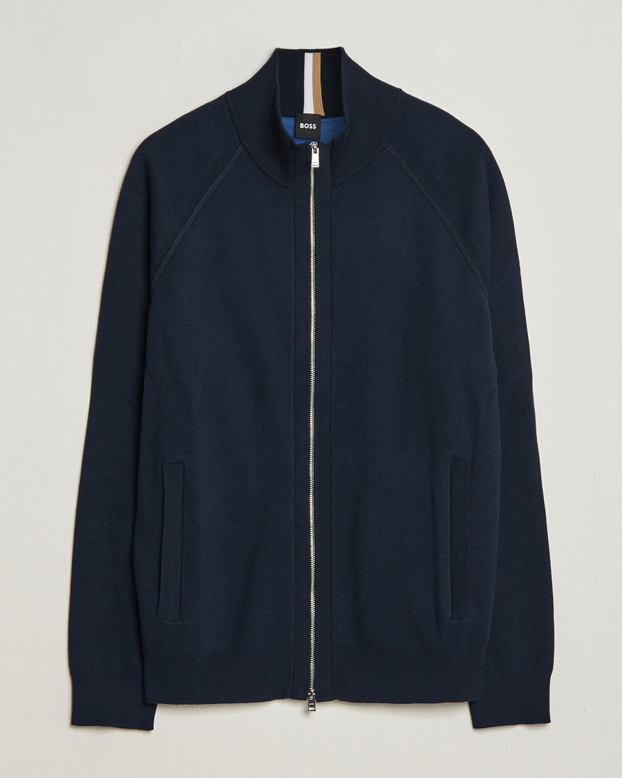 Herren | Pullover | BOSS BLACK | Perrone Knitted Full-Zip Dark Blue