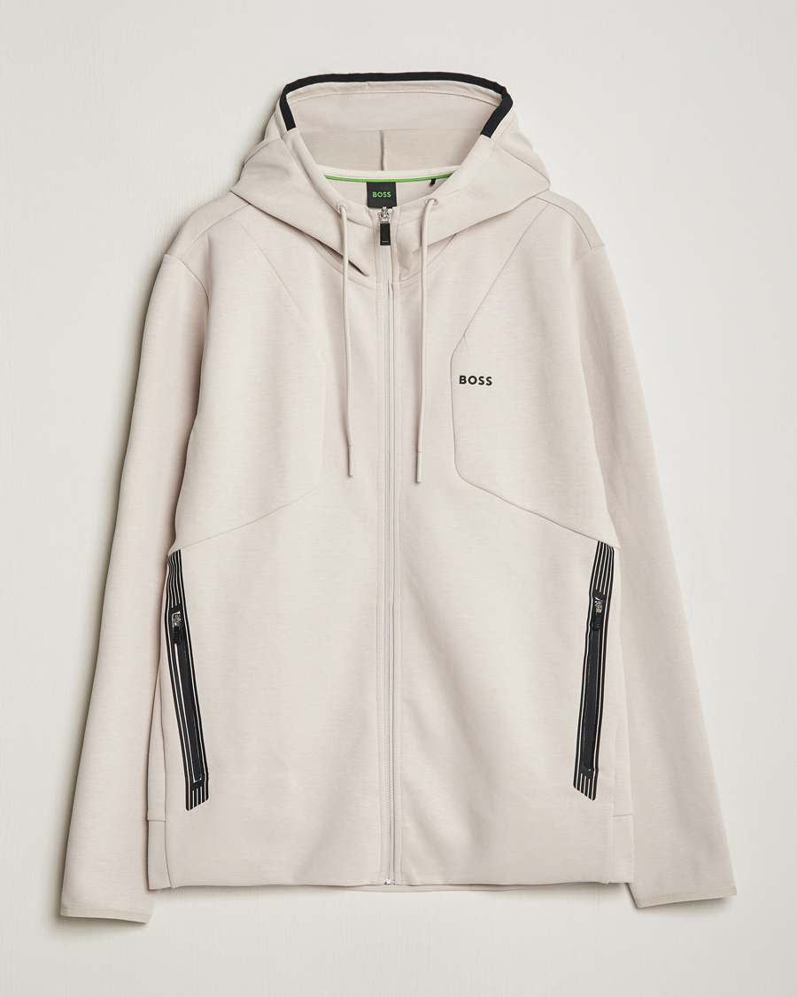 Herren | Pullover | BOSS GREEN | Saggy Full-Zip Hoodie Light Beige