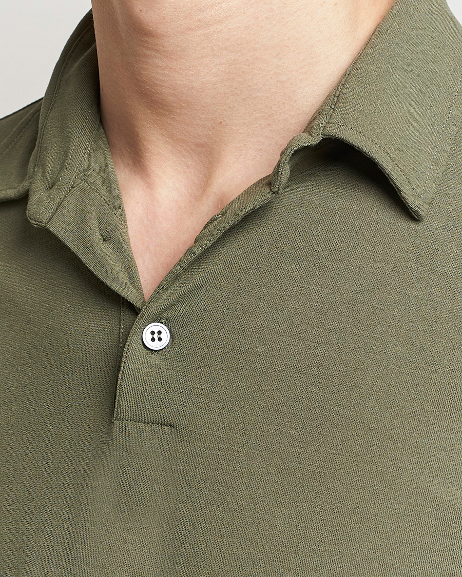 Herren | Pullover | Zanone | Ice Cotton Long Sleeve Polo Olive