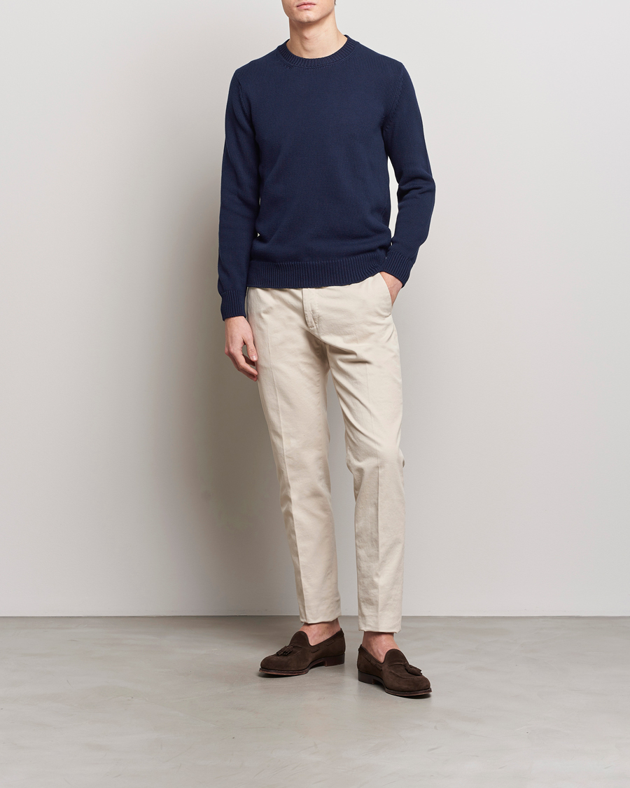Herren | Pullover | Zanone | Soft Cotton Crewneck Sweater Navy