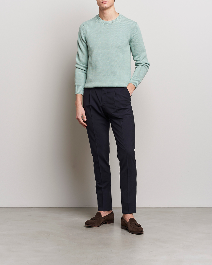 Herren | Pullover | Zanone | Soft Cotton Crewneck Sweater Mint