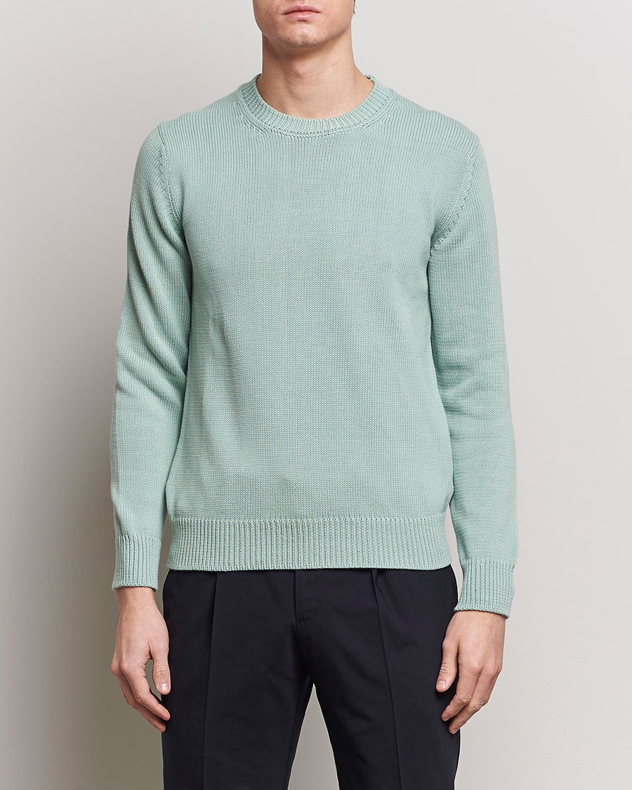 Herren | Personal Classics | Zanone | Soft Cotton Crewneck Sweater Mint