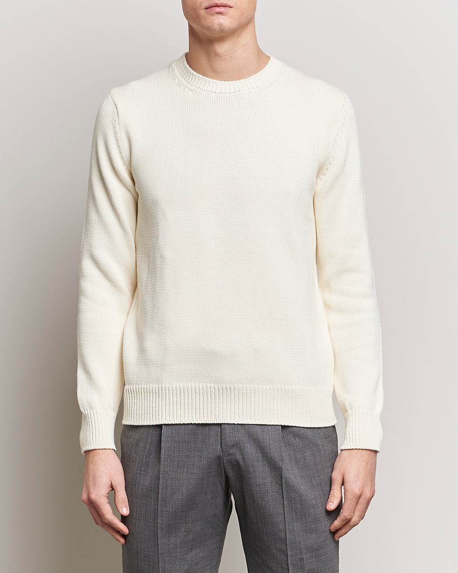 Herren | Italian Department | Zanone | Soft Cotton Crewneck Sweater Off White