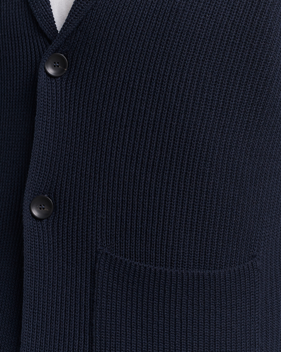 Herren | Sakkos | Zanone | Cotton Rib Knitted Blazer Navy