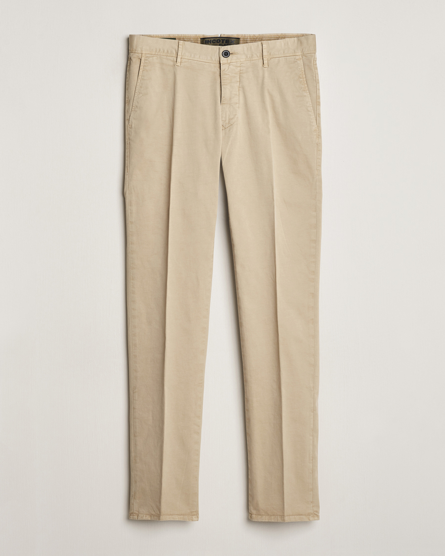 Herren | Hosen | Incotex | Slim Fit Garment Dyed Slacks Light Beige