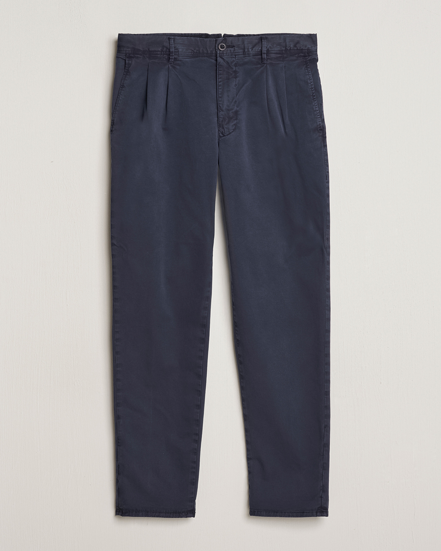 Herren | Hosen | Incotex | Tapered Fit Pleated Slacks Navy