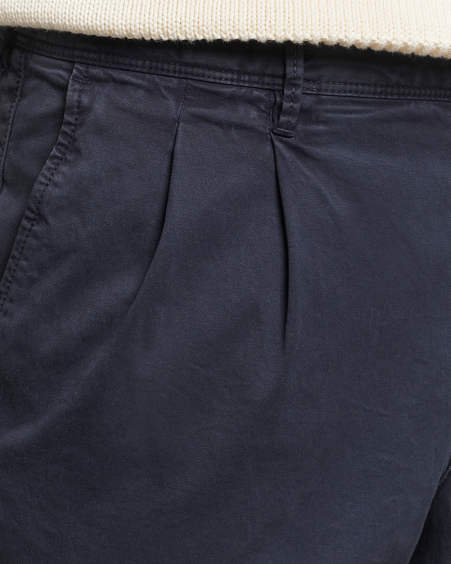 Herren | Hosen | Incotex | Tapered Fit Pleated Slacks Navy