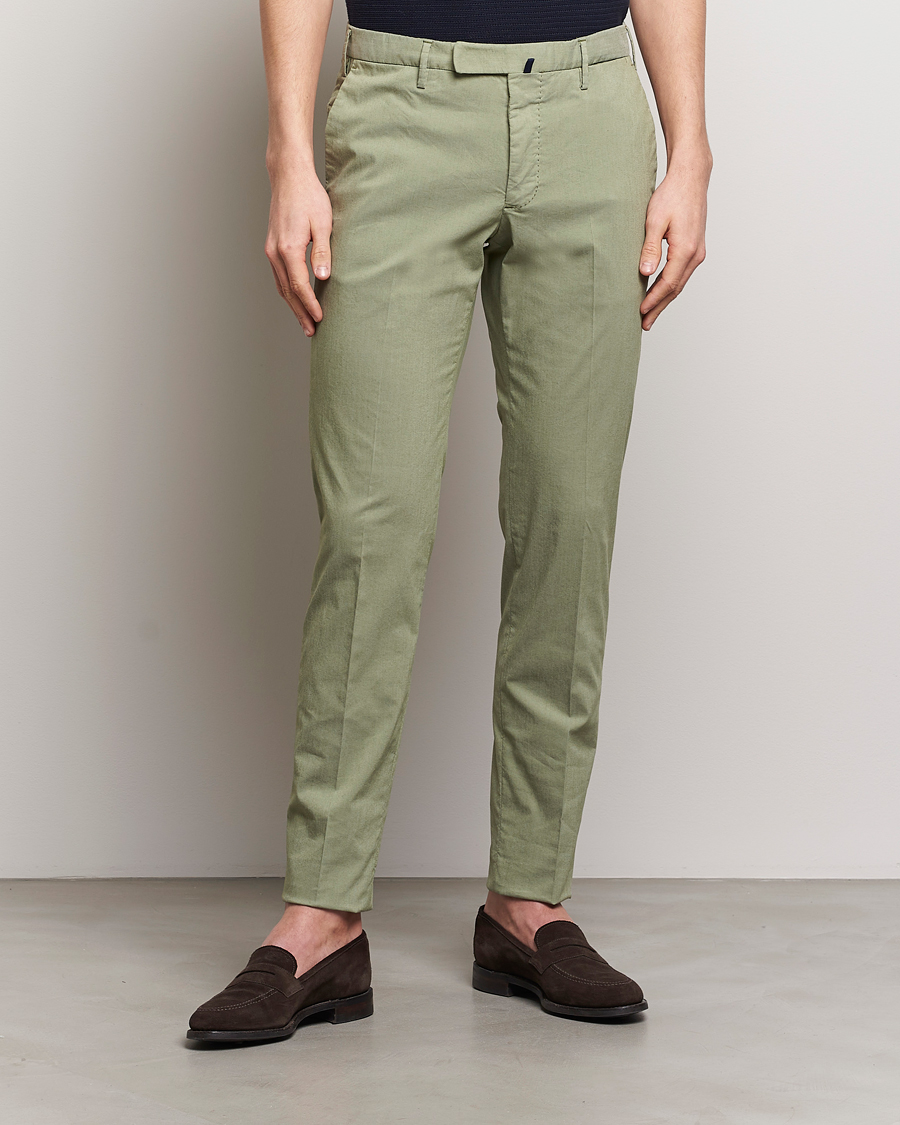 Herren | Slowear | Incotex | Slim Fit Washed Cotton Comfort Trousers Olive