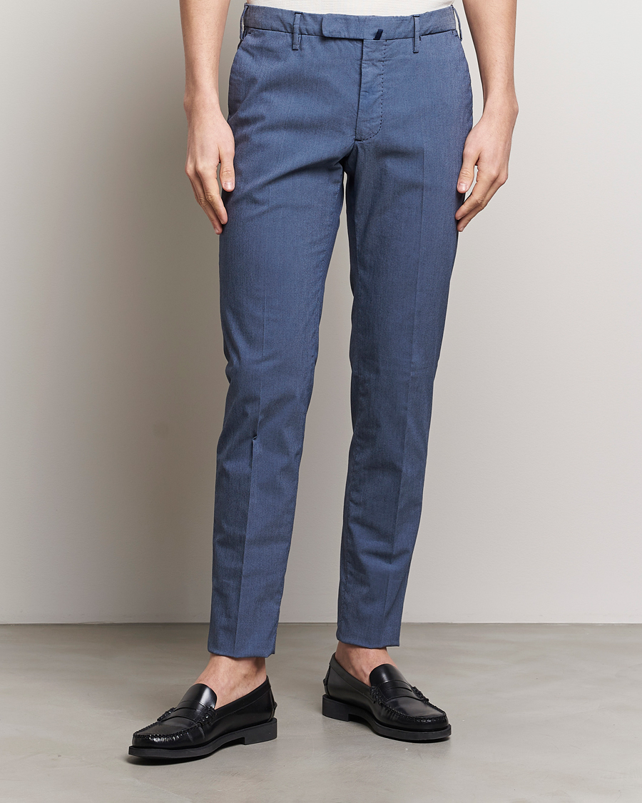 Herren | Slowear | Incotex | Slim Fit Washed Cotton Comfort Trousers Dark Blue