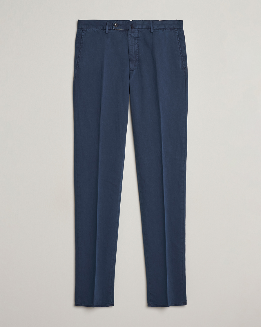 Herren | Hosen | Incotex | Regular Fit Comfort Cotton/Linen Trousers Navy