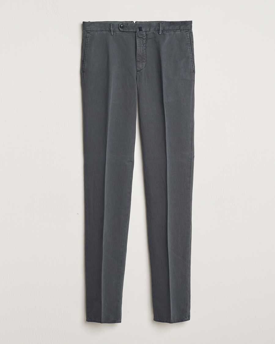 Herren | Hosen | Incotex | Regular Fit Comfort Cotton/Linen Trousers Dark Grey