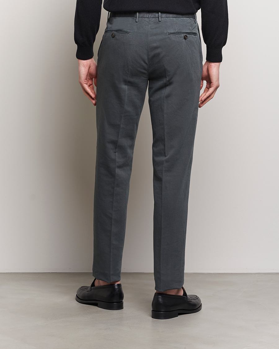 Herren | Hosen | Incotex | Regular Fit Comfort Cotton/Linen Trousers Dark Grey