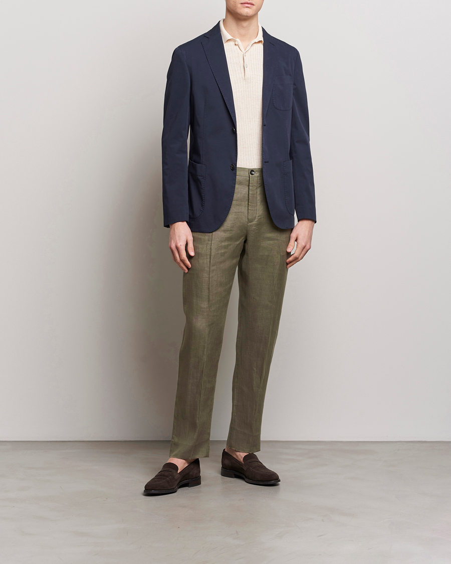 Herren | Hosen | Incotex | Straight Fit Pure Linen Trousers Military