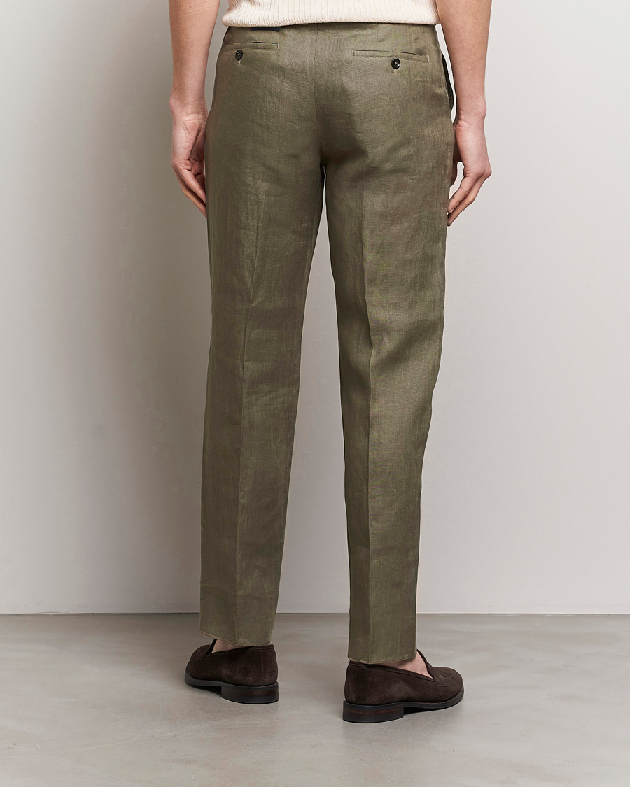 Herren | Hosen | Incotex | Straight Fit Pure Linen Trousers Military