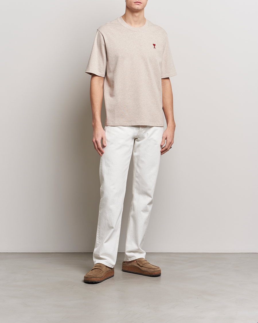 Herren | T-Shirts | AMI | Heart Logo T-Shirt Heather Light Beige