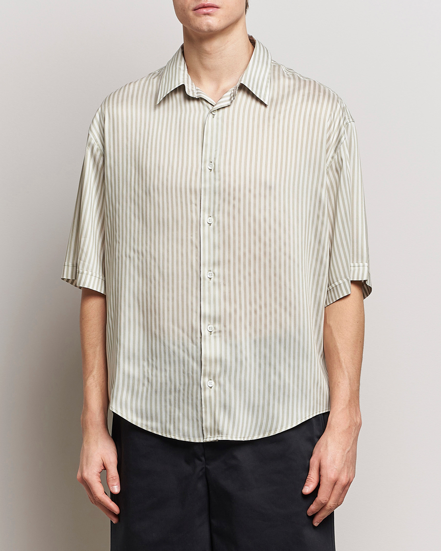 Herren | Hemden | AMI | Boxy Fit Striped Short Sleeve Shirt Chalk/Sage