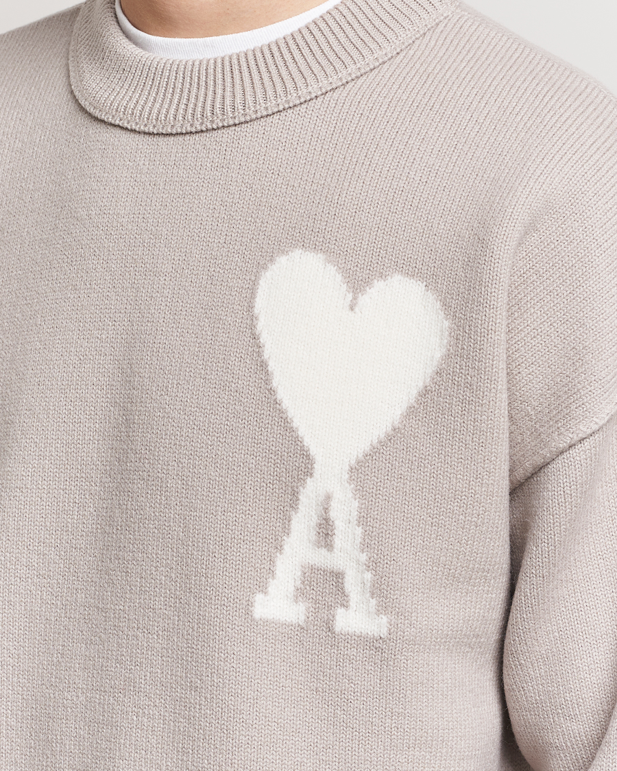 Herren | Pullover | AMI | Big Heart Wool Sweater Light Beige