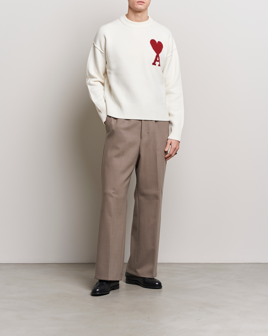 Herren | Pullover | AMI | Big Heart Wool Sweater Off White