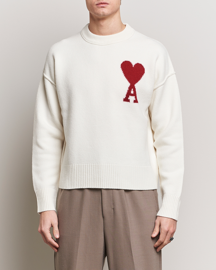 Herren | Strickpullover | AMI | Big Heart Wool Sweater Off White