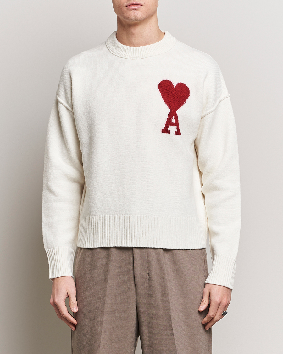 Herren | Pullover | AMI | Big Heart Wool Sweater Off White