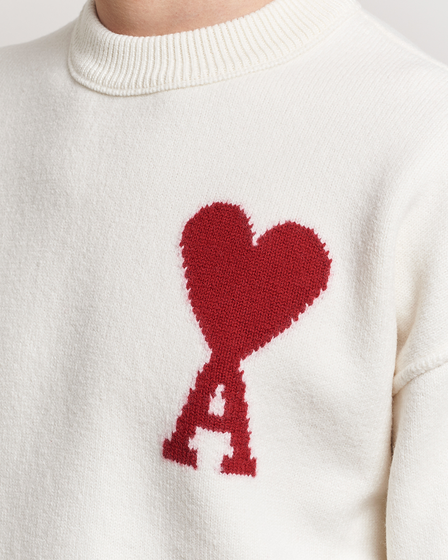 Herren | Pullover | AMI | Big Heart Wool Sweater Off White