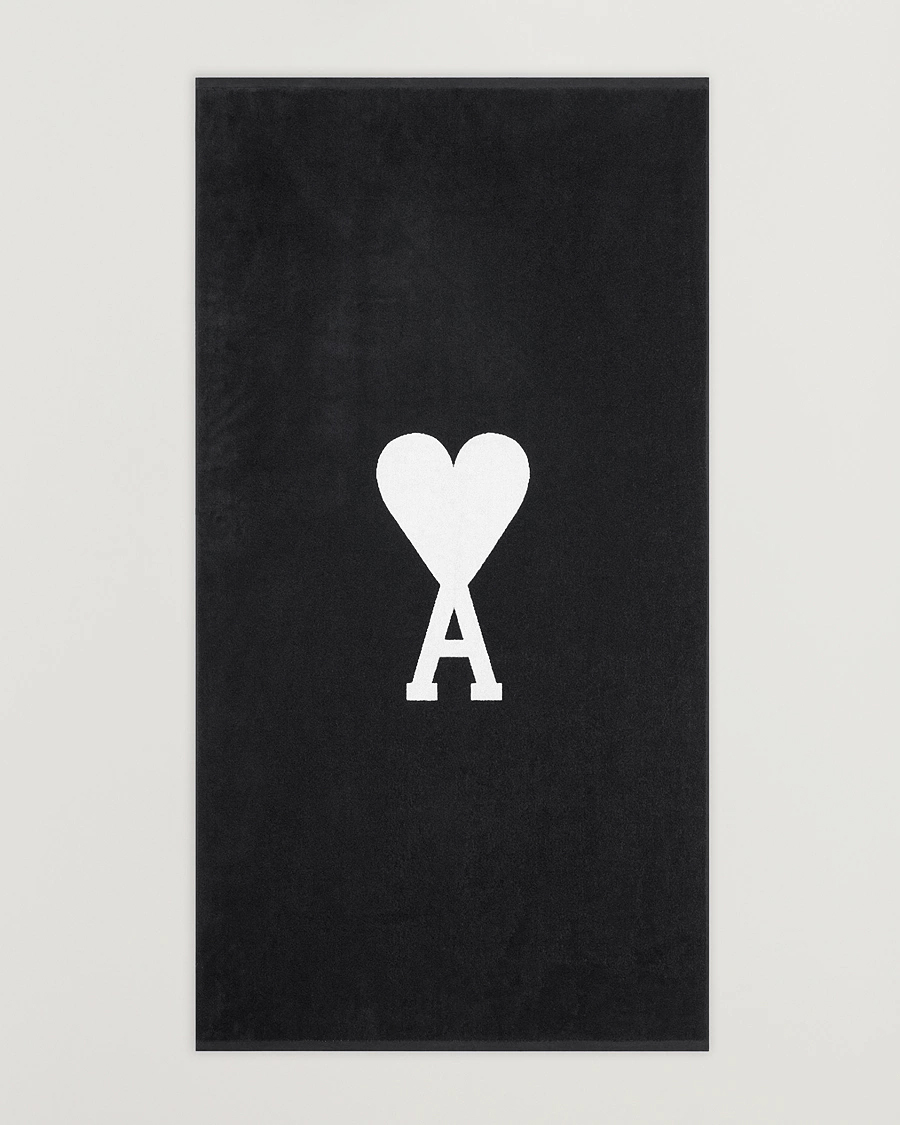 Herren | AMI Heart Logo Beach Towel Black/White | AMI | Heart Logo Beach Towel Black/White