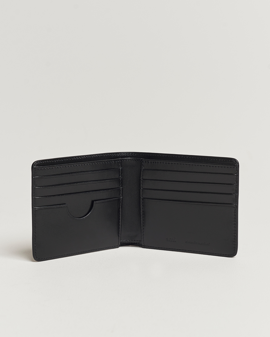 Herren | AMI Tonal Heart Logo Leather Wallet Black | AMI | Tonal Heart Logo Leather Wallet Black