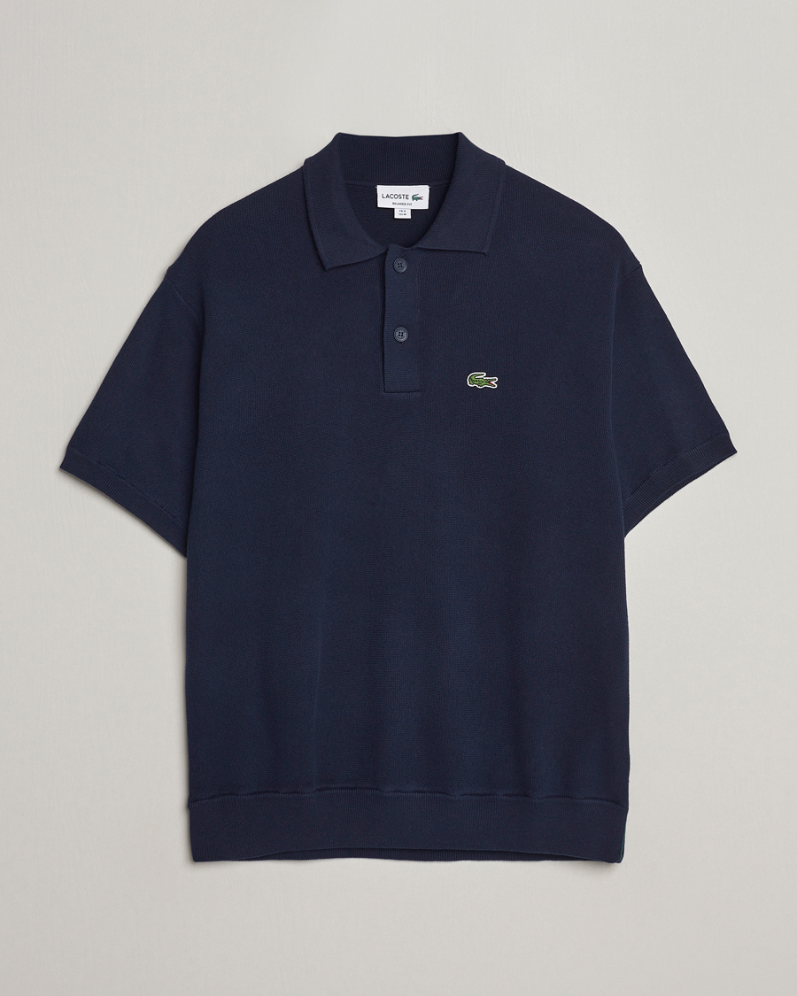 Herren | Poloshirts | Lacoste | Relaxed Fit Moss Stitched Knitted Polo Navy