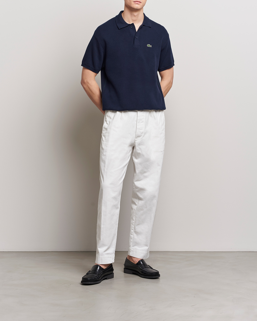 Herren | Poloshirts | Lacoste | Relaxed Fit Moss Stitched Knitted Polo Navy