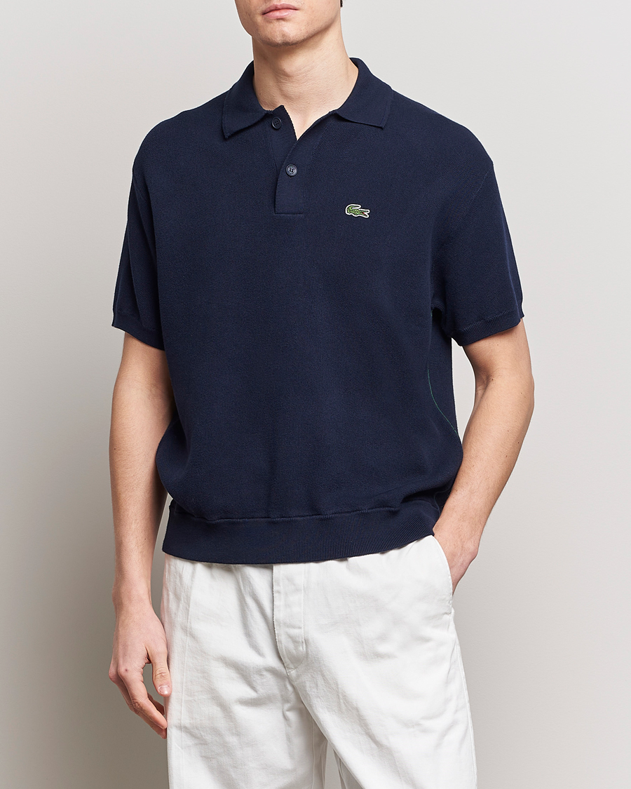 Herren | Poloshirts | Lacoste | Relaxed Fit Moss Stitched Knitted Polo Navy