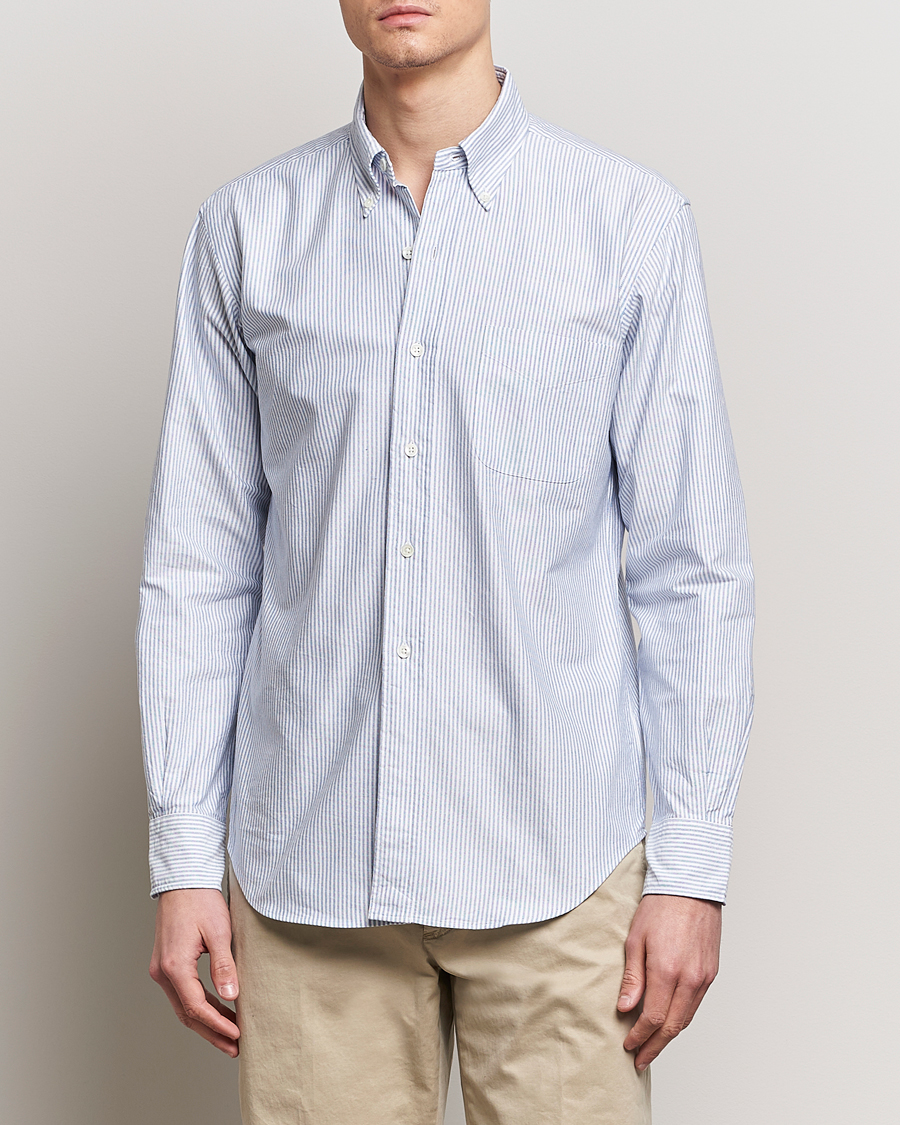 Herren | Kategorie | Kamakura Shirts | Vintage Ivy Oxford Button Down Shirt Blue Stripe