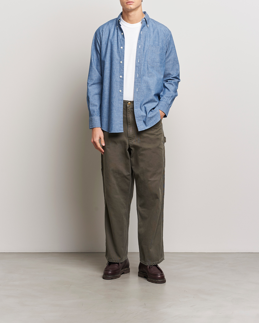 Herren | Hemden | Kamakura Shirts | Vintage Ivy Chambray Button Down Shirt Blue